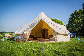 7m bell tent, decorated as a chill out tent