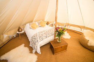 Our beautiful 5m wedding bell tent with real bed