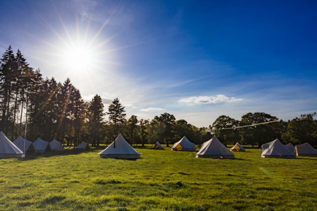 Bell tents set up at Somerley House, bell tent hire Hampshire