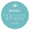 Festival brides badge 2018 Beautiful Bells have been featured in this national blog for an outdoor wedding House On the Brooks, West Sussex.